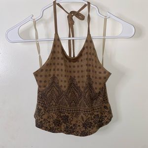 Two piece suede brown top and skirt